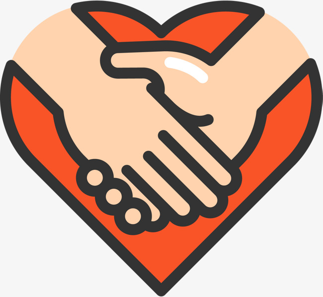 手牵手献爱心卡通图标握手商业伙伴商务谈判合作伙伴献爱心