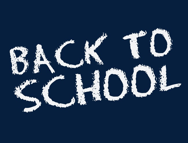 矢量创意返校日白色粉笔英文字体素材图片免费