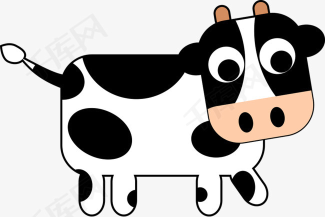 卡通小奶牛牛小奶牛可爱卡通牛动物手绘图    