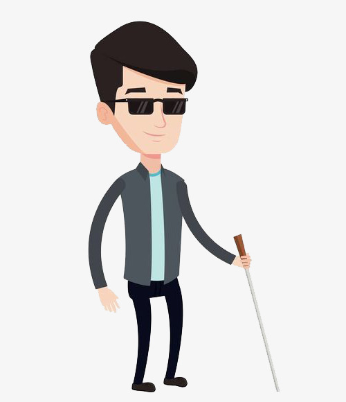 走路的盲人男子卡通盲人瞎子看不见视力障碍失去视觉