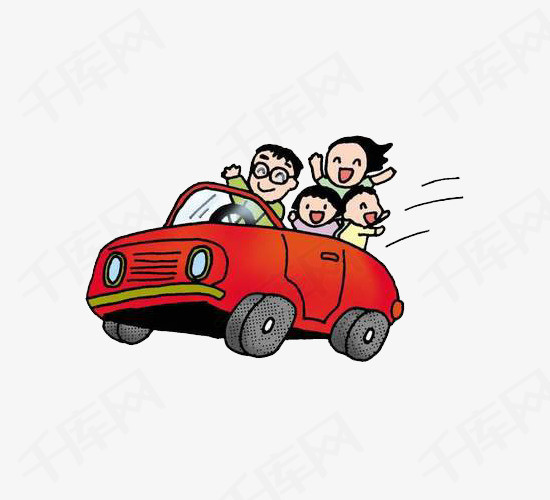 卡通风格简笔画汽车