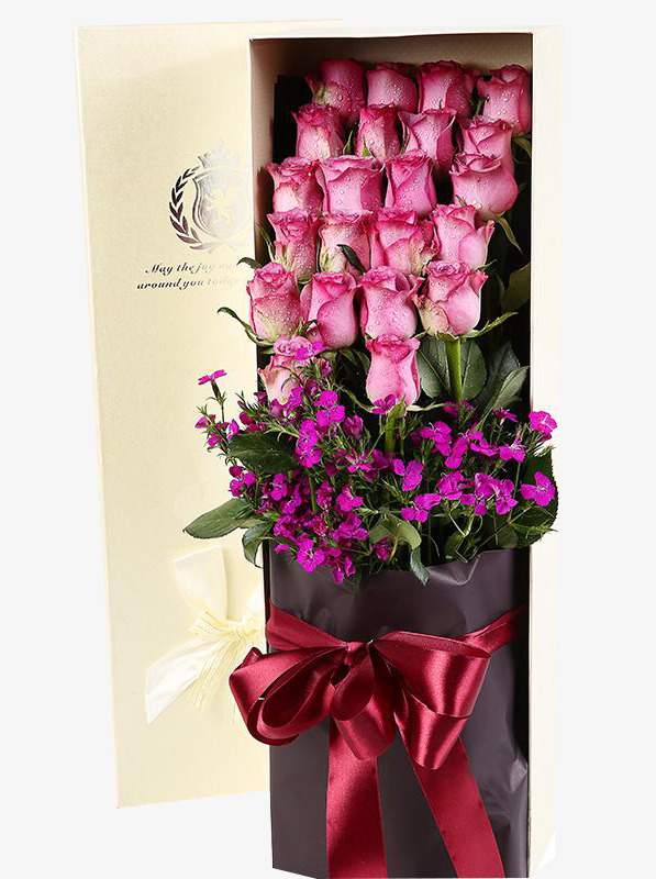 高档定制礼盒粉色玫瑰花束素材图片免费下载_