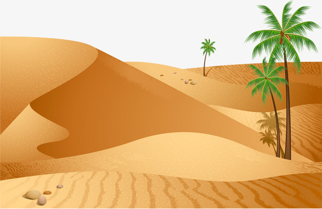 手绘黄色沙漠素材图片免费下载_高清psd