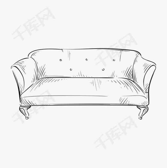 沙发素描手绘沙发三人沙发线描沙发沙发素描简约沙发简约家具