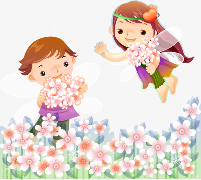 插图小精灵摘花
