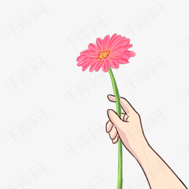 手拿鲜花