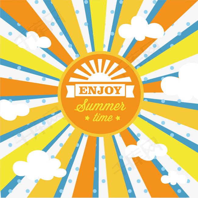 海报banner背景 放射状 summer 云朵