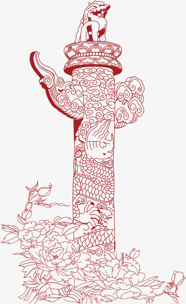 手绘华表柱