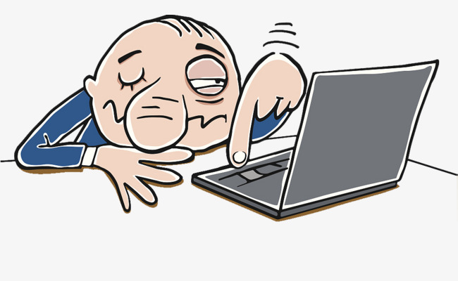 手绘插画工作学习睡觉的人