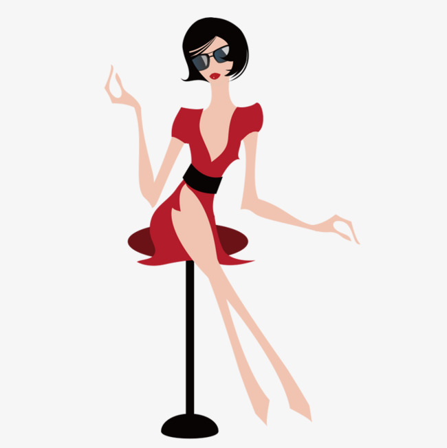 凳子上的时尚女郎素材图片免费下载_高清png_千库网(图片编号8913428)