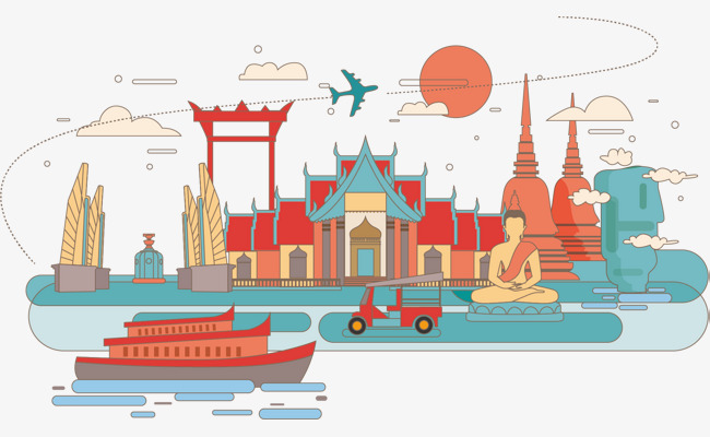 泰国手绘 泰国特色 泰国 手绘 泰国标志 美景泰国手绘 泰国特色 泰国