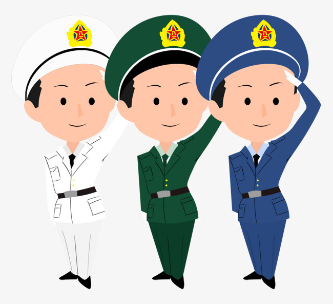 国庆节军人敬礼卡通