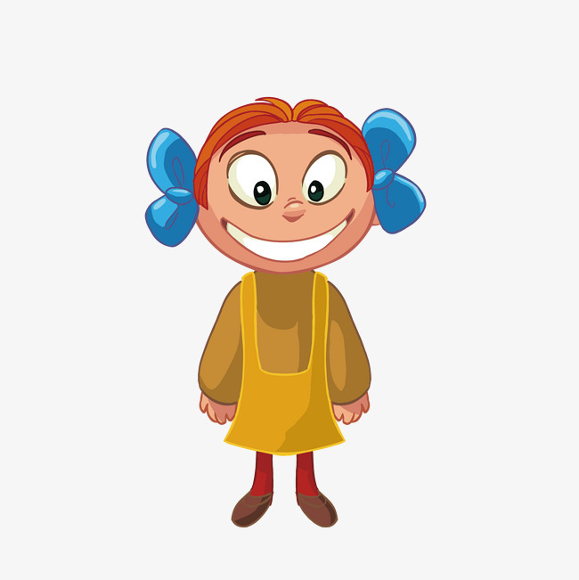 手绘卡通大嘴巴的小女孩素材图片免费下载_高