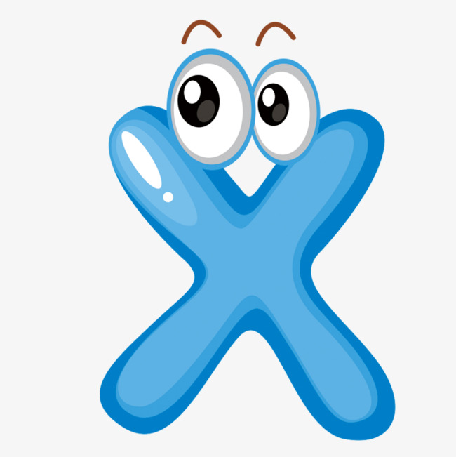 蓝色卡通字母x