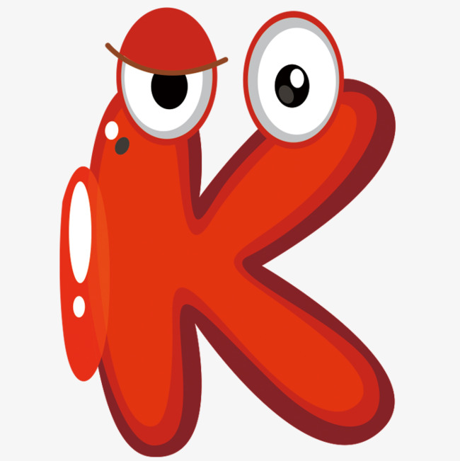红色卡通字母k