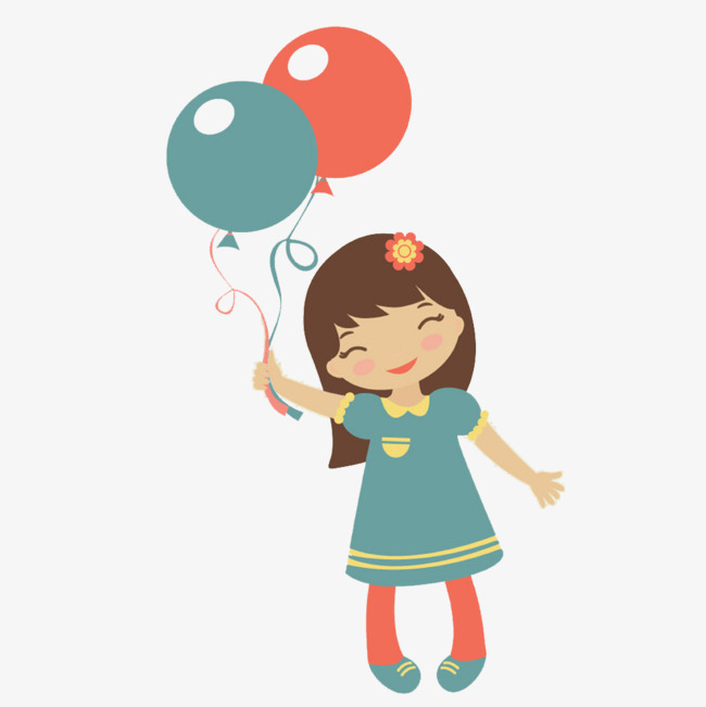 手拿气球的小女孩矢量图案素材图片免费下载_高清png_千库网(图片编号8979551)