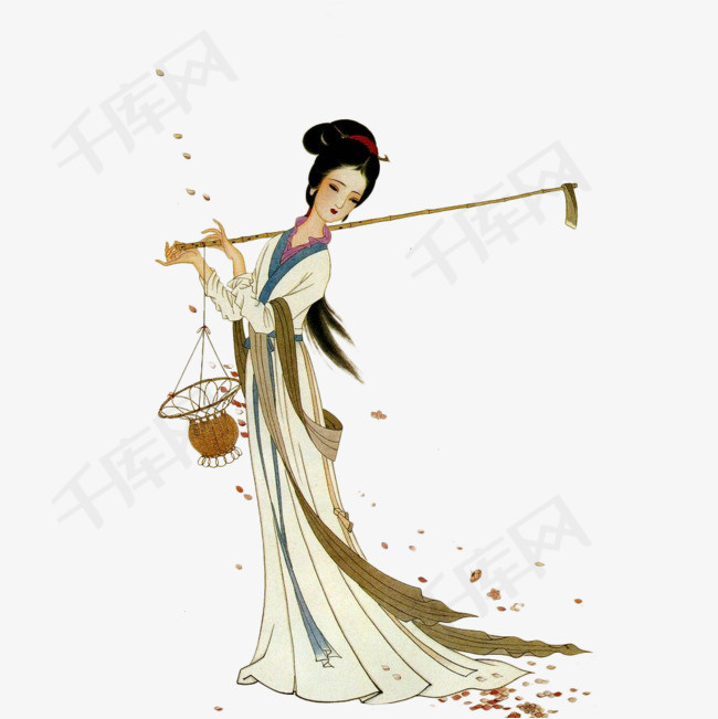 红楼梦插画人物黛玉葬花红楼梦插画手绘古典美女林黛玉