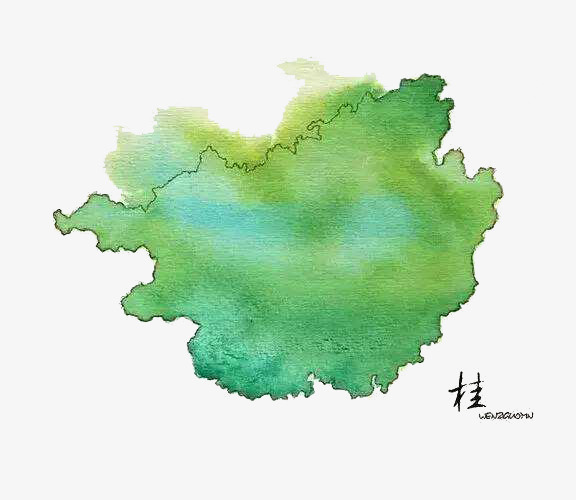 中国水墨风各省地图广西省图案素材图片免费下
