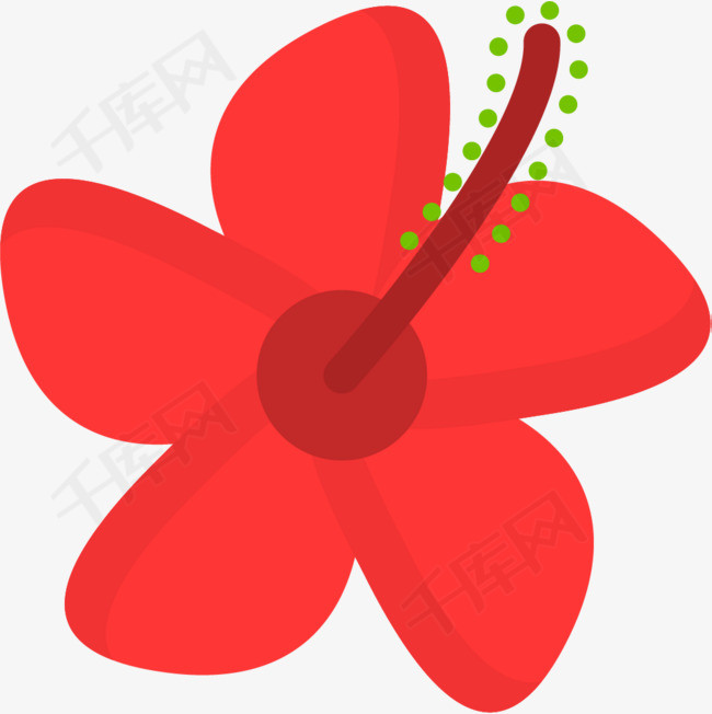 花蕊滴落卡通大红花卡通花朵大红花红色花朵滴落
