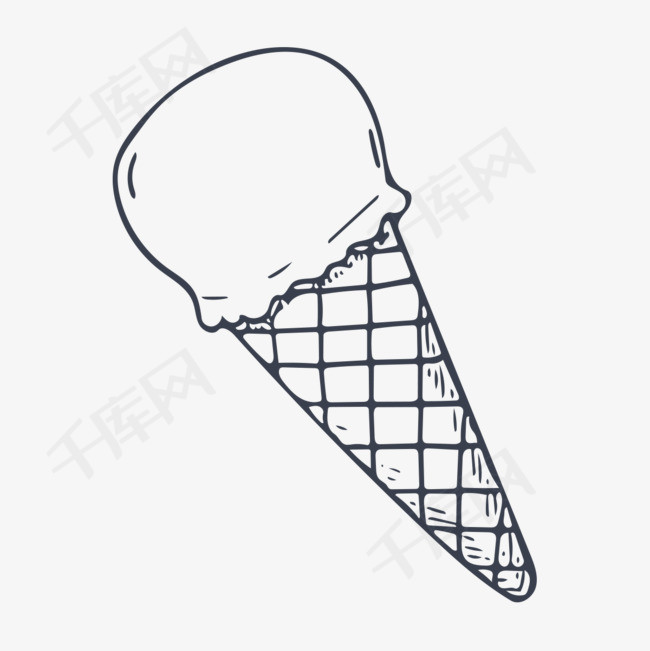 简笔画冰激凌食物冰激凌甜筒简笔画手绘卡通  