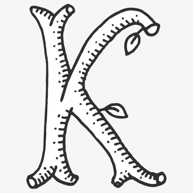 手绘树枝字母k