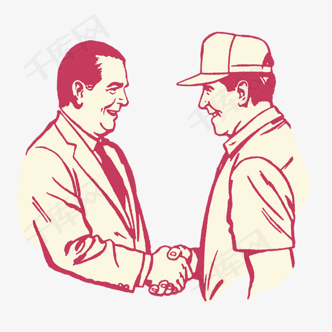 欧美装饰插画领导者两人握手