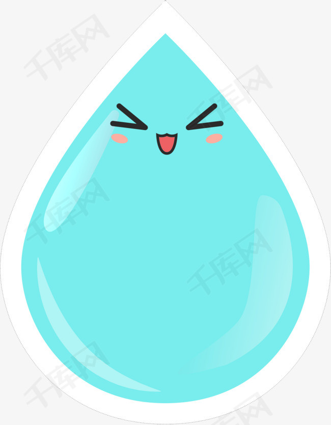 绿色的小水滴小水滴绿色卡通表情矢量图装饰  