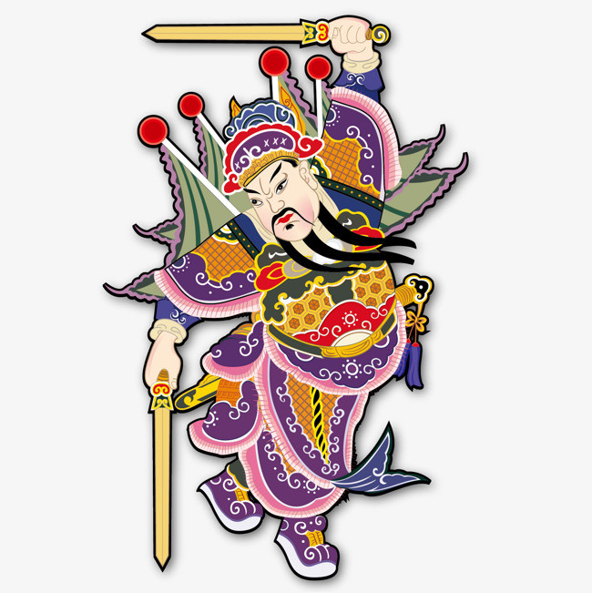 门神_武将门神【高清卡通手绘png素材】-90设计