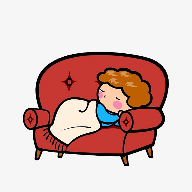 躺沙发上睡觉的女子沙发上的人躺沙发上睡觉的女子红色沙发卡通