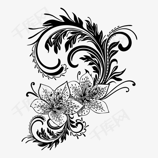 黑色花纹