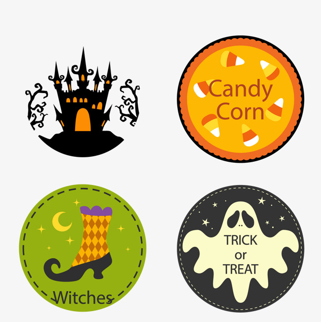 圆形万圣节贴纸素材图片免费下载_高清psd