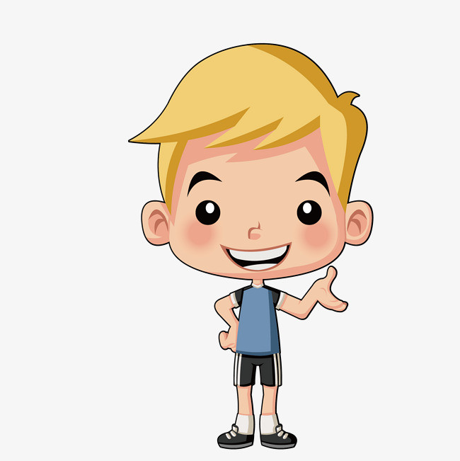 黄发男生愉悦微笑表情插画