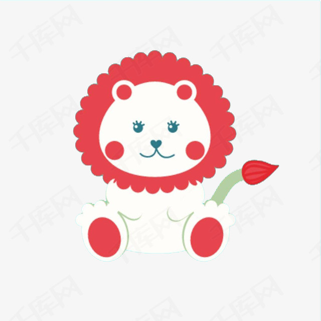 可爱小狮子玩偶小狮子装饰幼儿卡通手绘卡通脸红