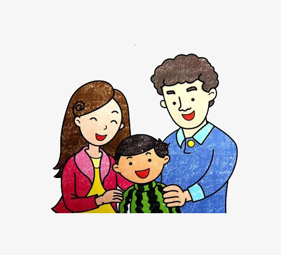 彩绘一家人儿童画图案彩绘风格一家人儿童画装饰图案全家福