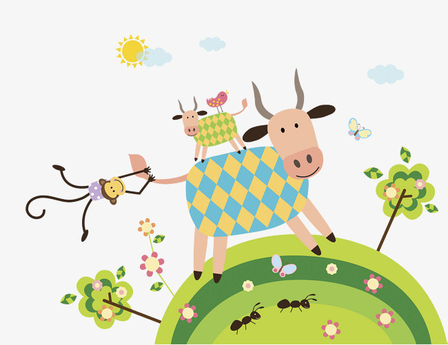 可爱的小牛_png素材免费下载_ 2131*1639像素(编号:)