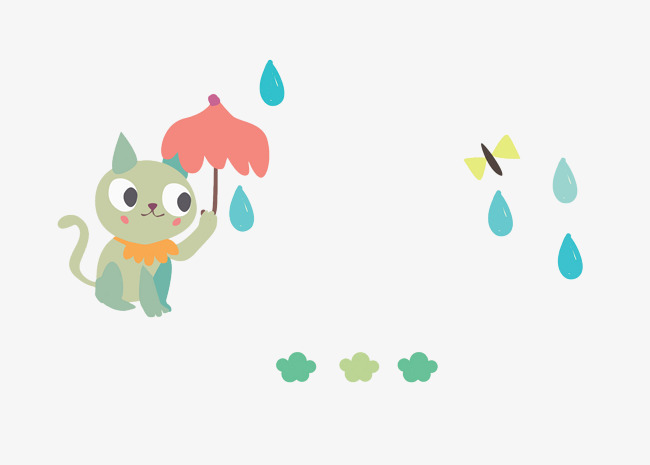 手绘打伞卡通猫素材图片免费下载_高清png