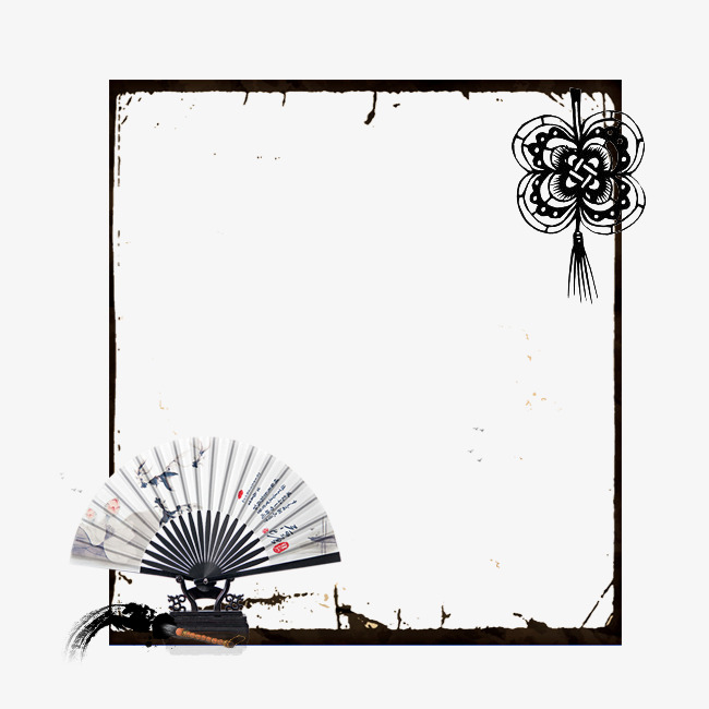 古风扇子边框_png素材免费下载_ 650*650像素(编号:)