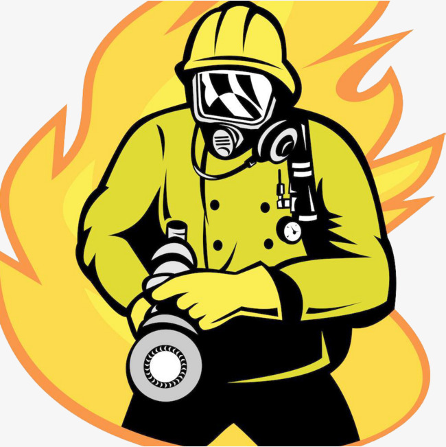 卡通风简笔画消防员救火英雄素材图片免费下载