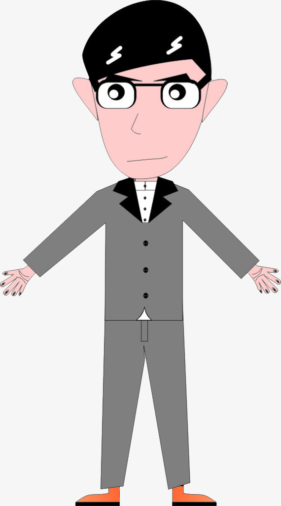 卡通西装男士全身正面图案