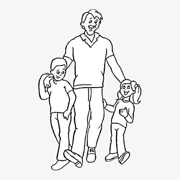 爸爸和女儿儿子简笔画·素材图片免费下载_高