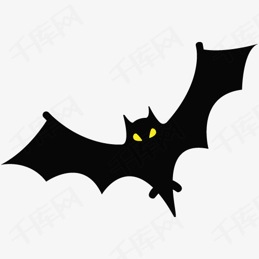 黑色蝙蝠卡通手绘水彩黑色蝙蝠翅膀          