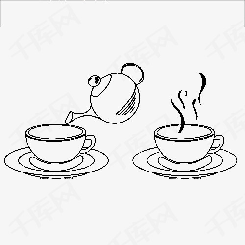 倒茶喝茶简笔画