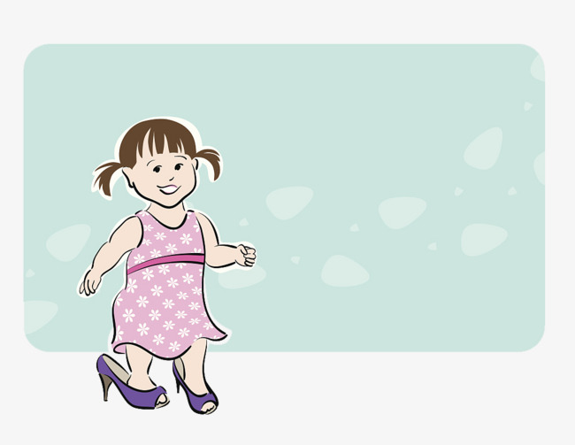 卡通人物插图可爱小女孩走路