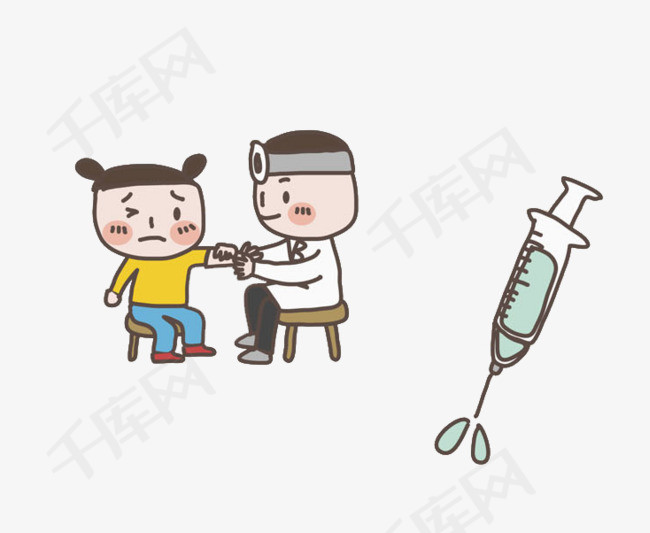打针的女孩女孩医生注射器打针的疼痛的卡通 
