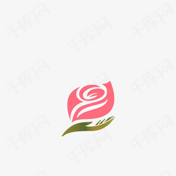 玫瑰标志装饰标志玫瑰花变形logo花和叶子的变形