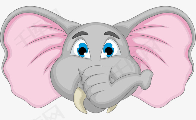 粉色卡通大象粉色大象动物装饰图案大型动物动物园动物头像