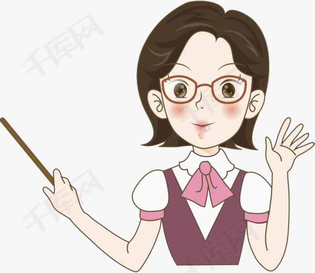 戴眼镜的老师女人老师眼镜漂亮的木棍卡通   