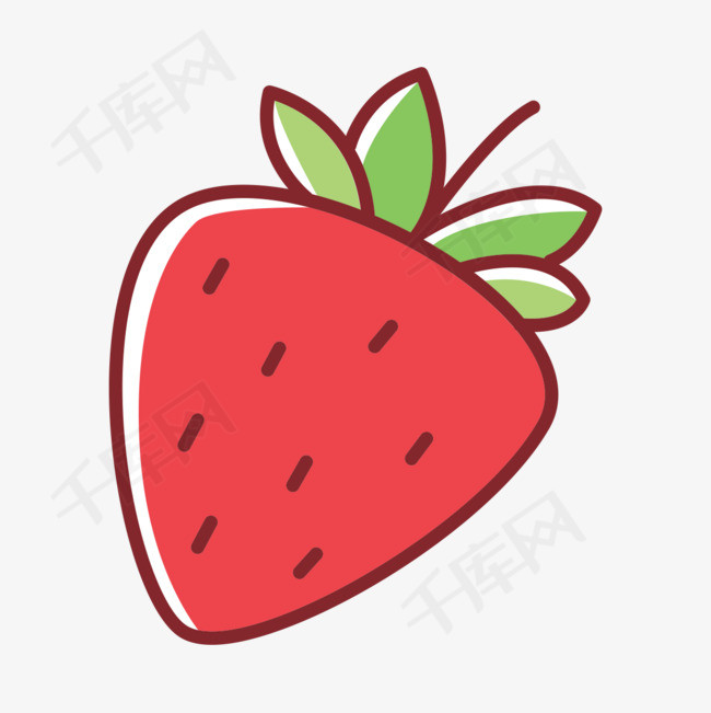 简笔草莓红色的草莓水果简笔新鲜的美味的    