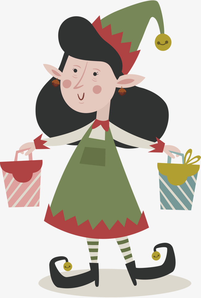 送礼物的小精灵女孩素材图片免费下载_高清p