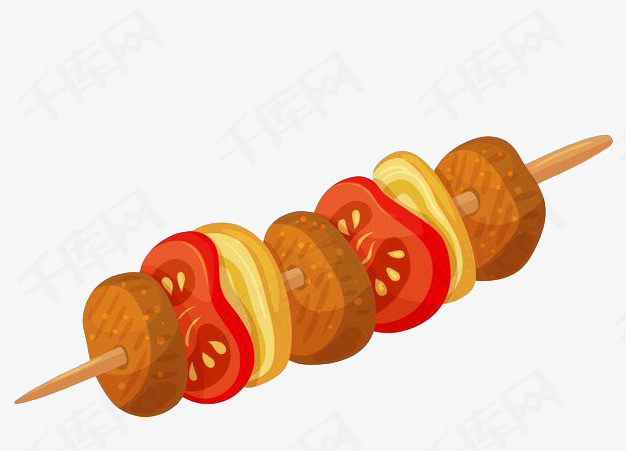 手绘烧烤串